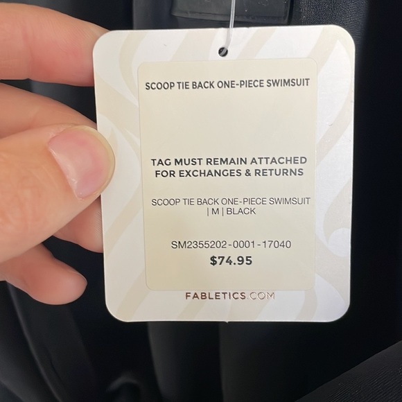 Fabletics Scoop Neck Tie Back Black One-Piece Swimsuit - Picture 8 of 8